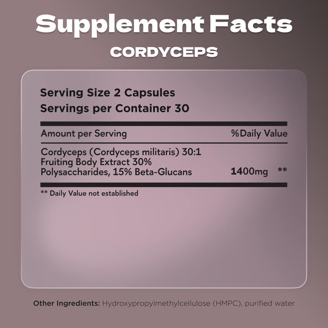 Cordyceps Energy Supplement – Nutritional Label & Ingredients Breakdown